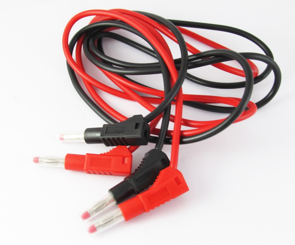 1 Pair 4FT Dual Transparent Flexible Stackable 4mm Banana Plug Silicone Cable