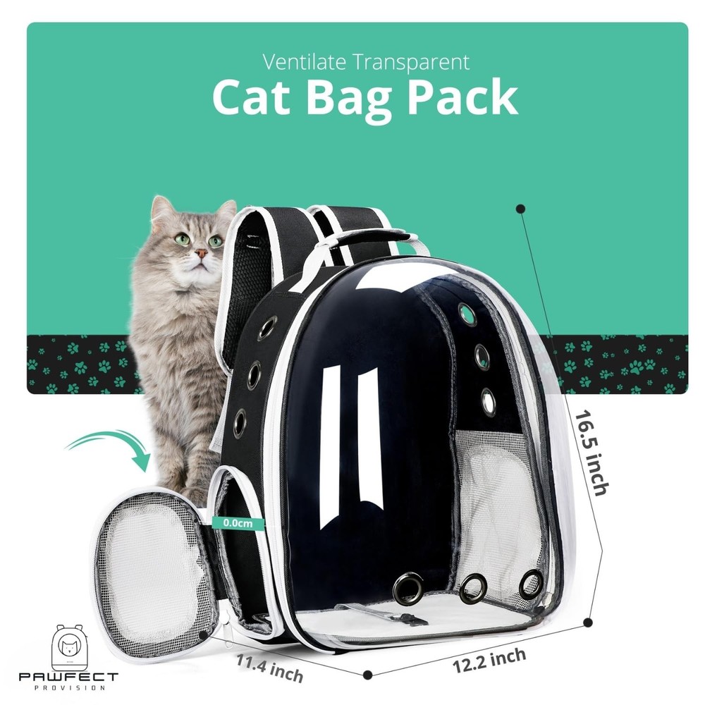 Cat Backpack Carrier with Collapsable Dog Bowl, Cat Collar & Interactive Cat ...