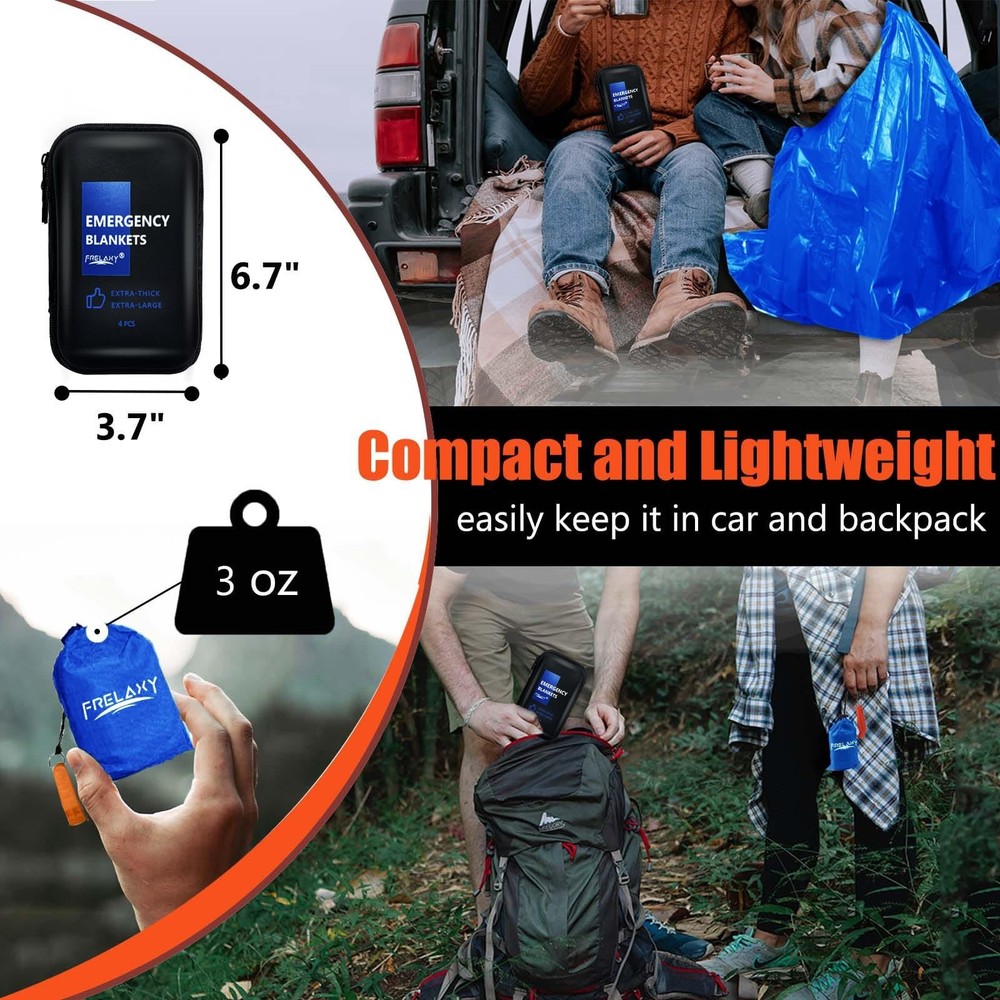 Emergency Blanket 2-Pack/4-Pack, Extra-Thick Extra-Large Space Blankets with ...