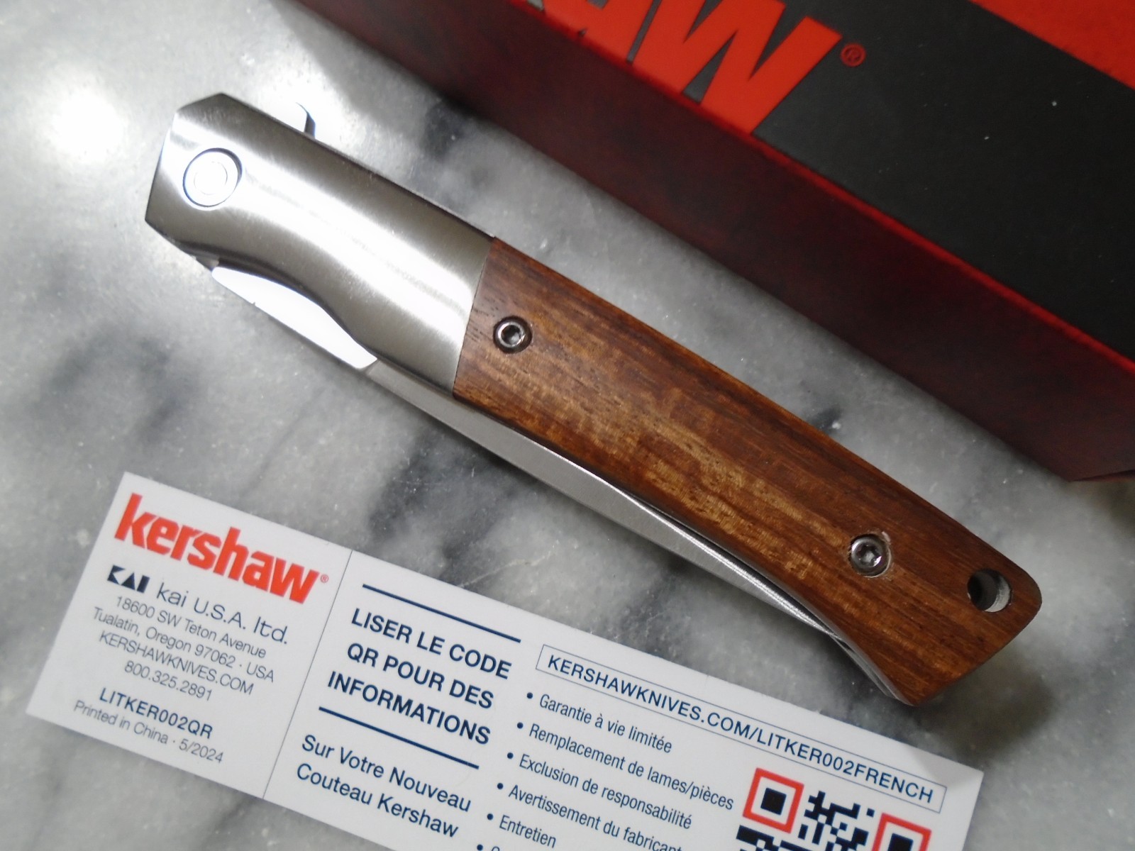 Kershaw Enhance Assisted Open Pocket Knife 8Cr13MoV Fancy Wood Folder 1419 New