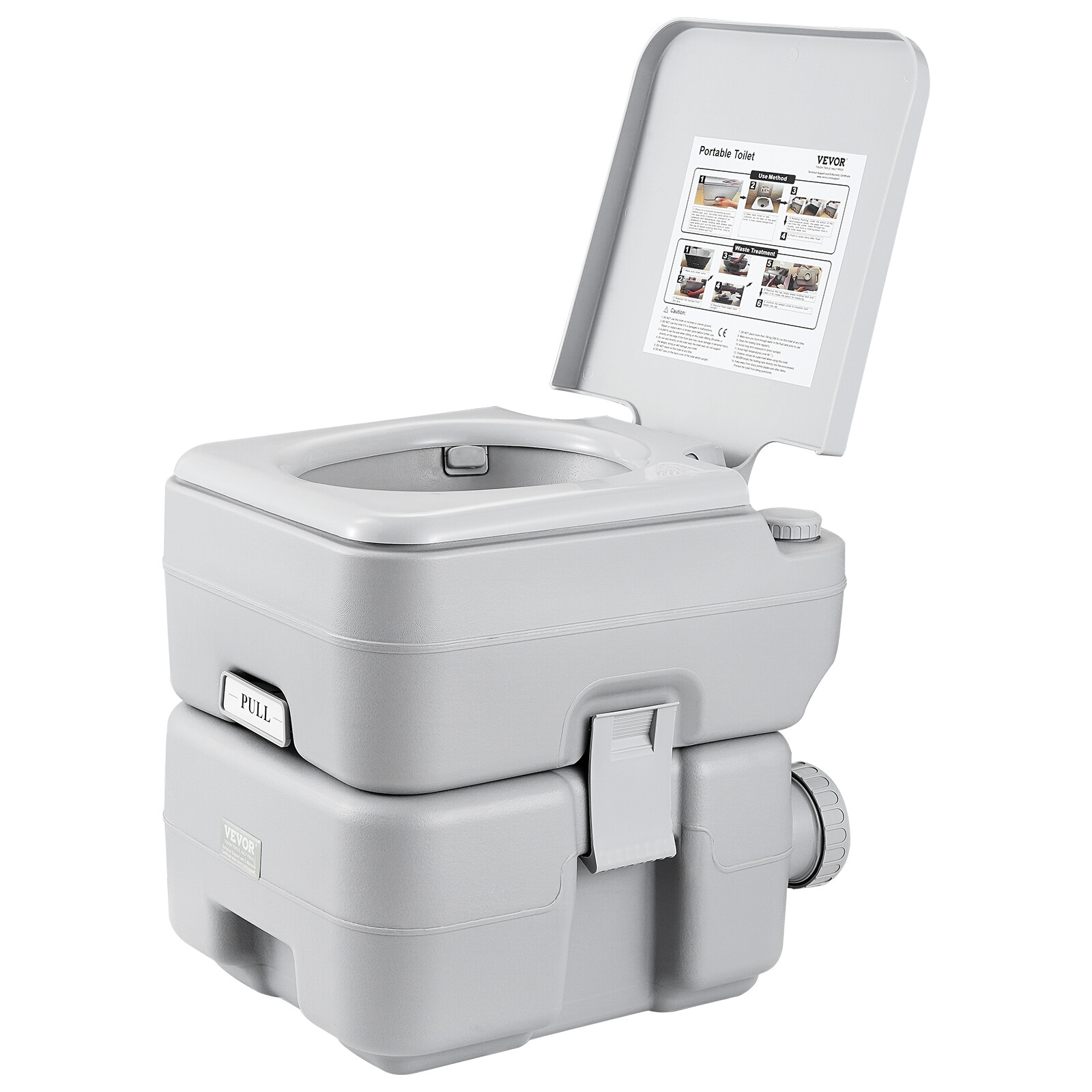 VEVOR Portable Toilet Flush Travel Camping 5.3 Gal Commode Potty with Carry Bag