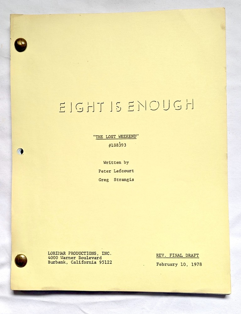 TV Script Eight is Enough "Lost Weekend" S2 EP24 original 5/3/78