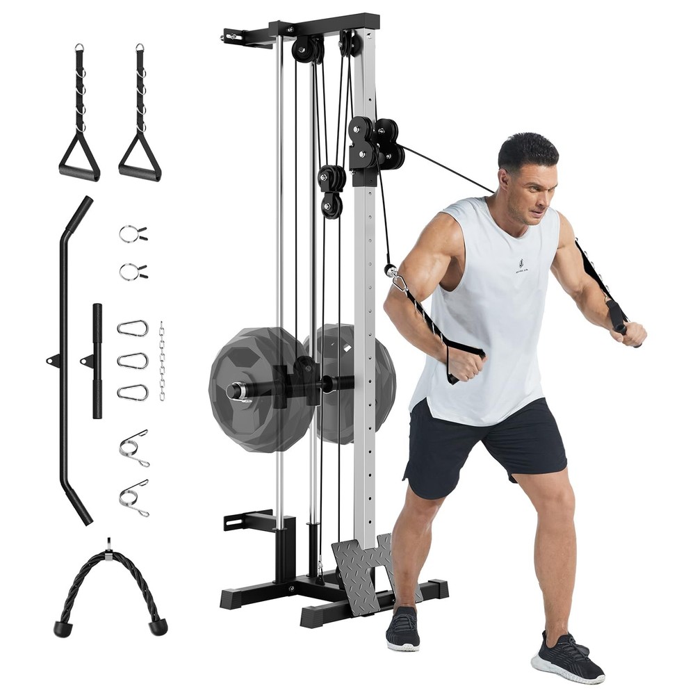 Wall Mount Cable Station LAT Pulldown Machine w/19 Positions Dual Pulley