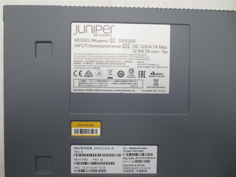 Juniper Networks SRX320 6-Port Firewall