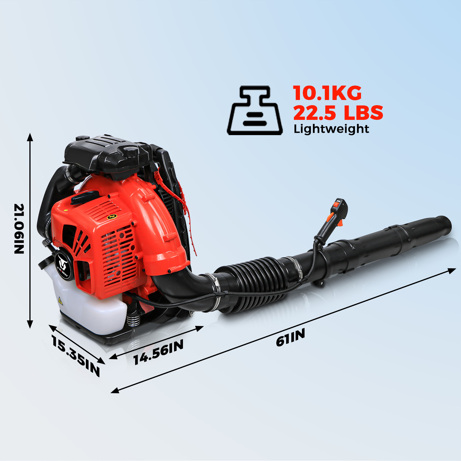 Commercial Backpack Leaf Blower Snow Blowers 75.6CC 2-Stroke Gas Powered 907CFM