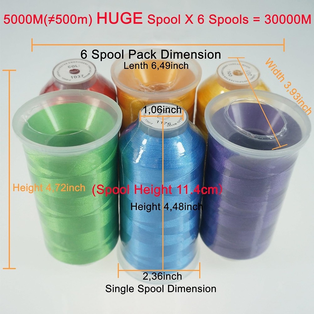 Ideal Weight & Length Polyester Embroidery Thread - 6 Pack