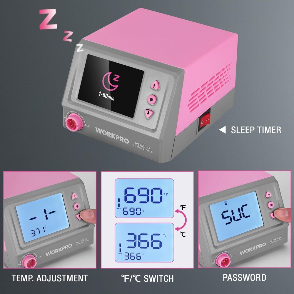 WORKPRO 60W Soldering Iron Kit Digital Display Soldering Station for Repair USA