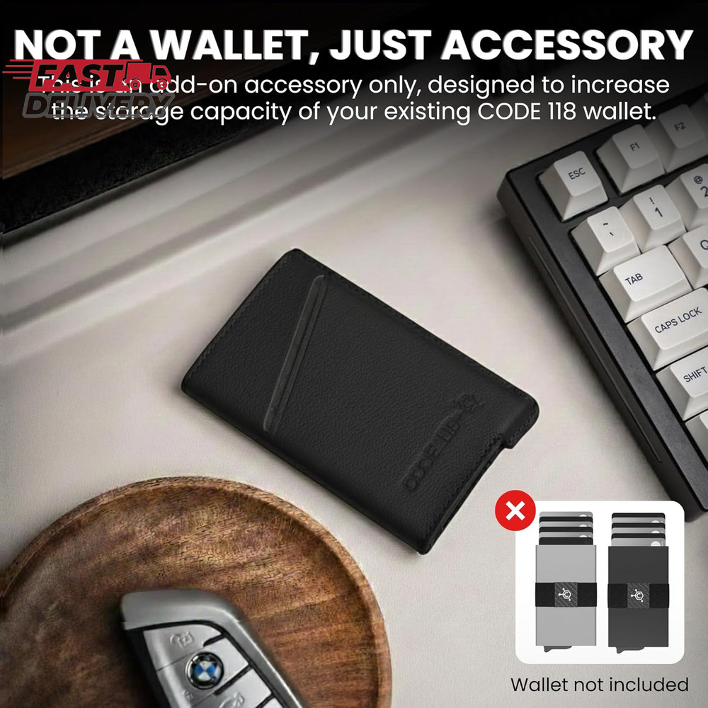 CODE 118 Leather Carrying Case - Slim Minimalist Wallet Case for Men - Compact C