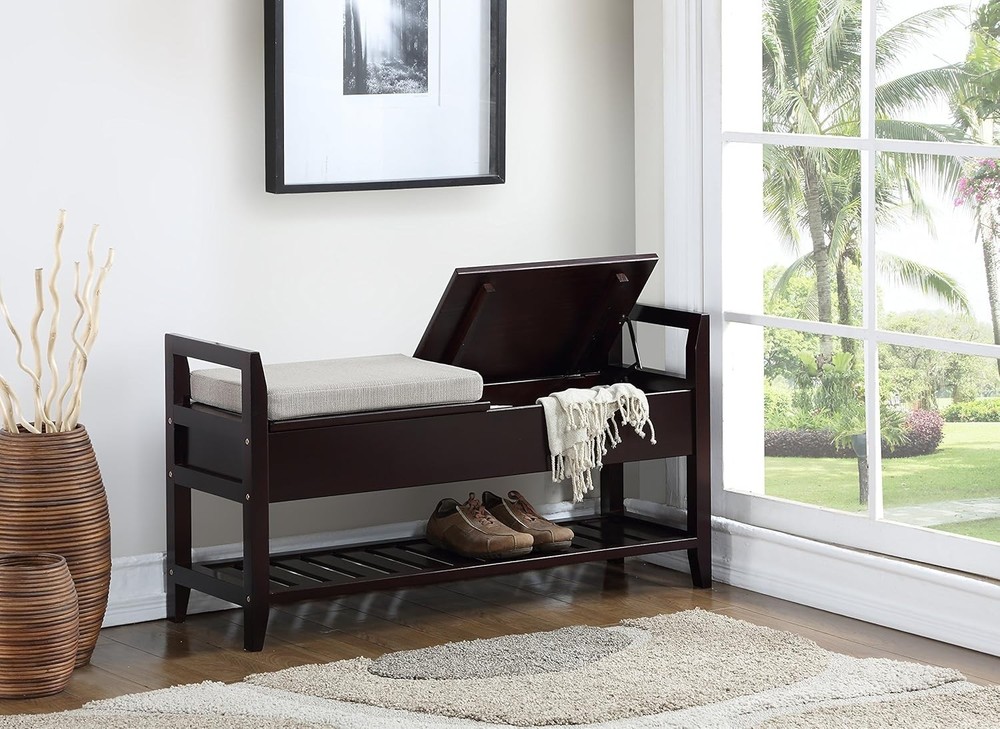 Vannes Espresso Storage Shoe Bench