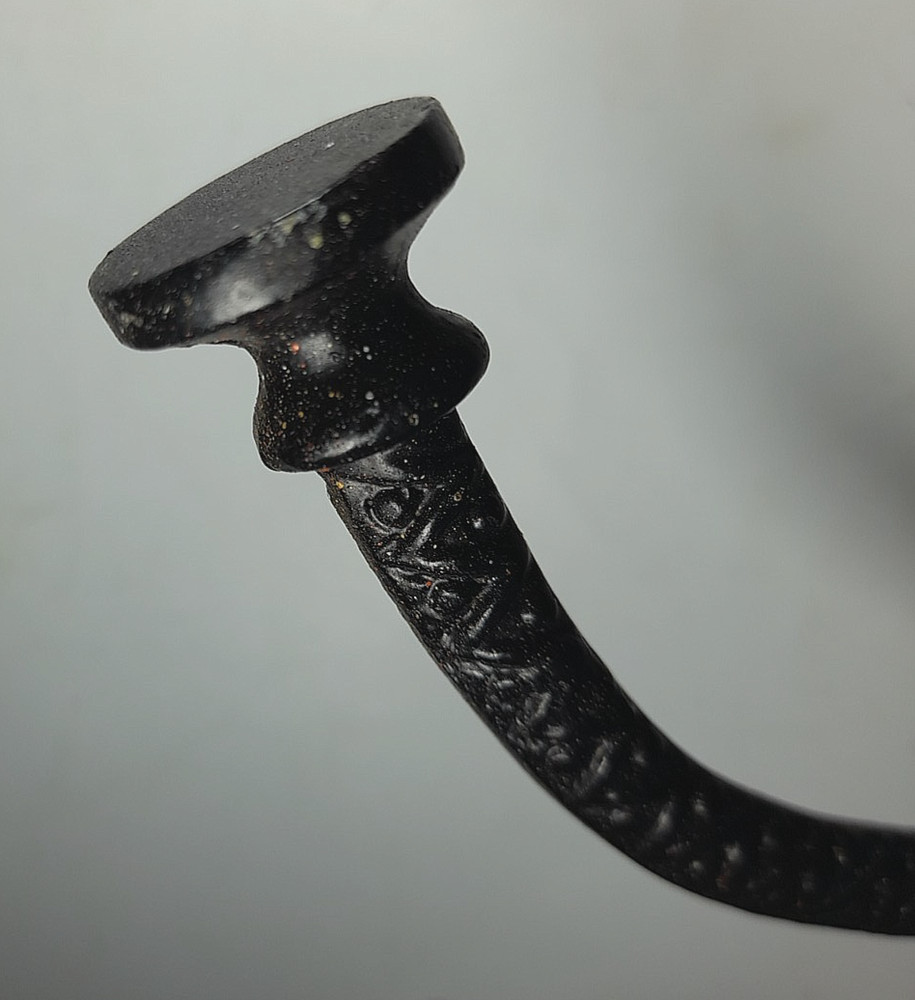 Antique Iron Coat Hook, Zig Zag & Dot Design, 16cm Height