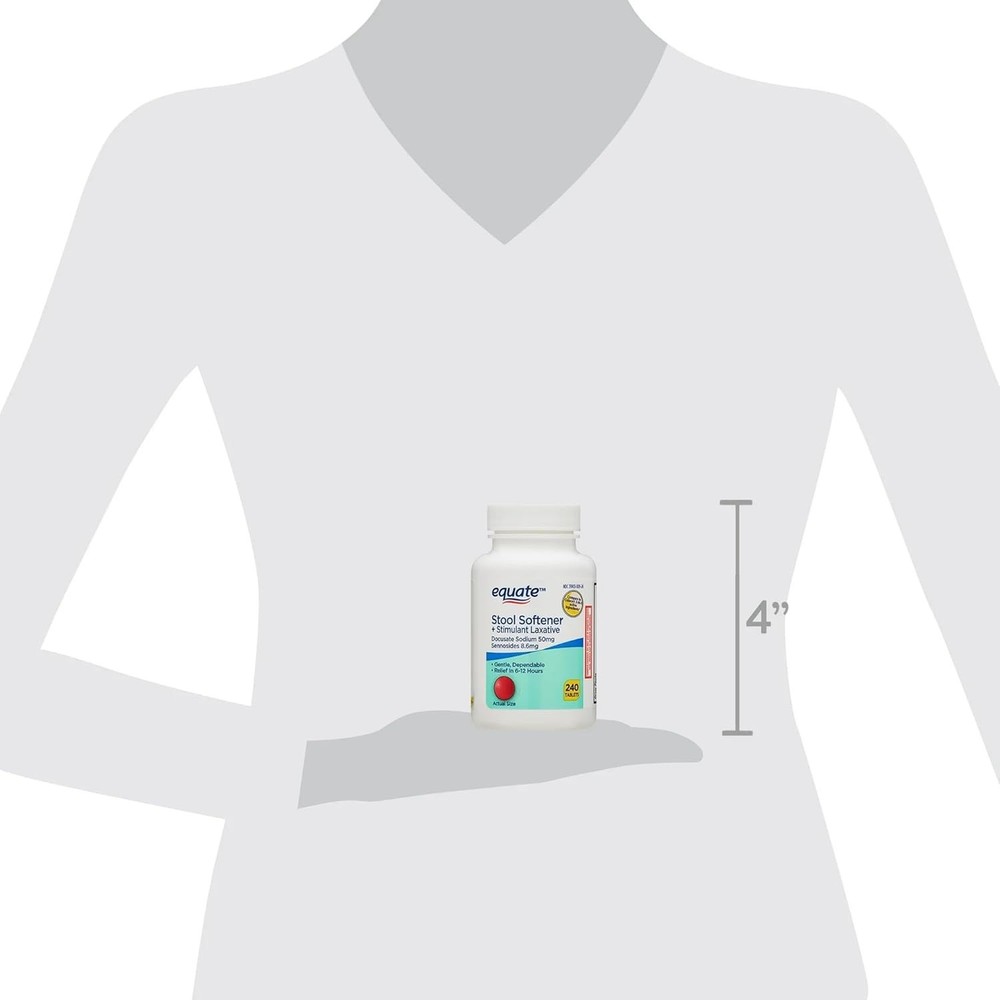 (3 pack) Equate Stool Softener Plus Stimulant Laxative Tablets, 240 Count