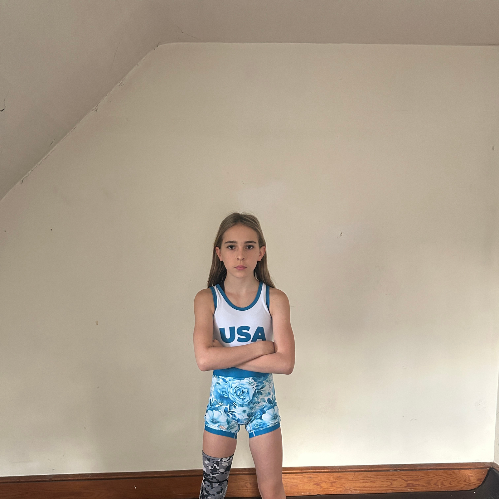 Athena Wrestling - Blue Rose Womens/Girls Singlet