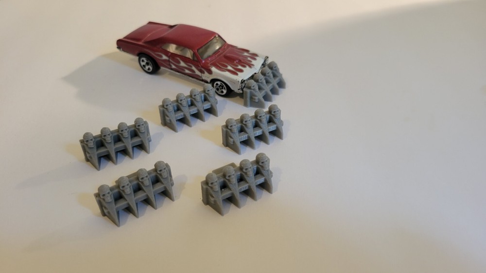 Mad Max, Gaslands, Skull Front Rams 6 items 3d printed. 1/64 scale.