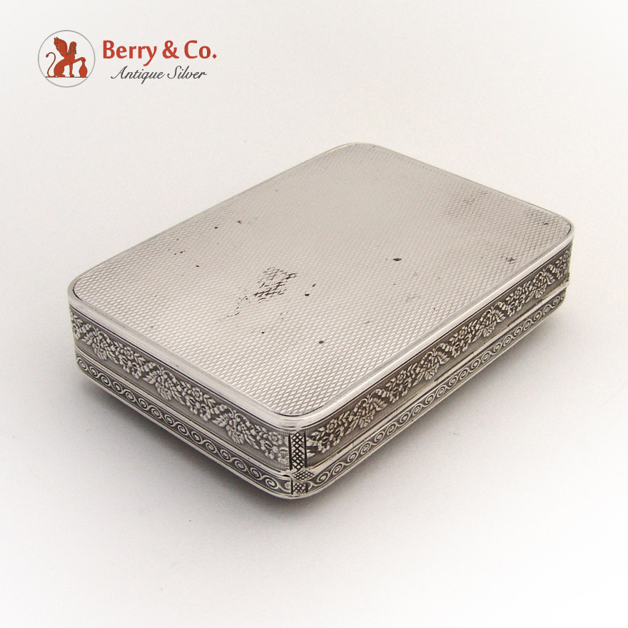 Agate Marcasite Box Engine Turned Germany 935 Silver