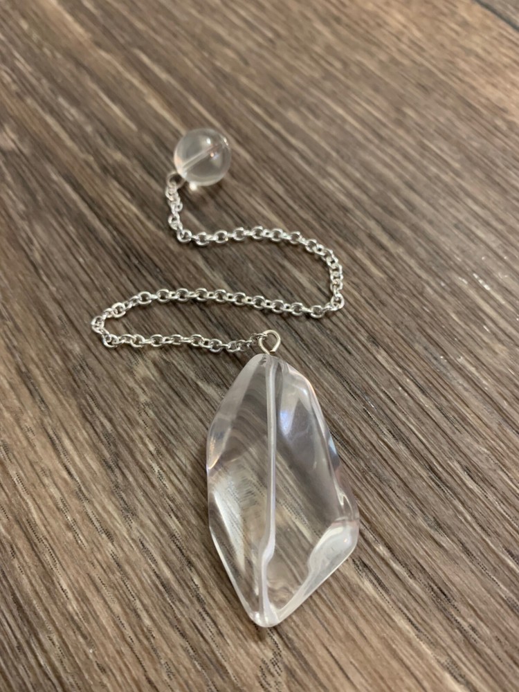 Glass Pendulum with Silver Chain Dowsing, amplifying, restore focus & transform