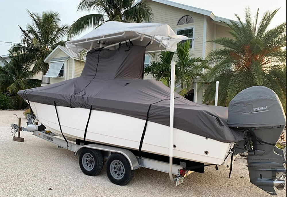 17-22FT 210D Heavy Duty Center Console T-Top Roof Boat Cover Waterproof Storage