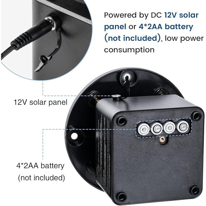 Programmable Digital Timer Deer Feeder Solar Battery Durable ABS Plastic Black
