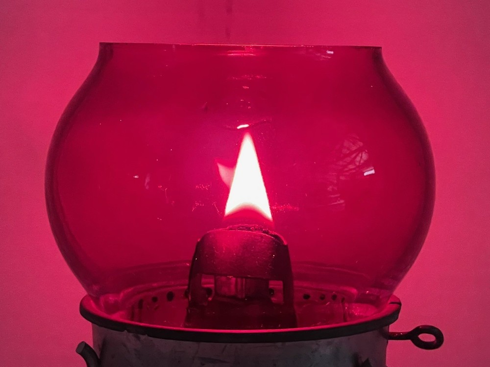 Red Corning Short Globe For Railroad Lantern