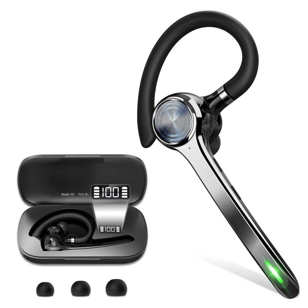 HEIBAS Bluetooth Headset, Wireless Bluetooth Earpiece with 500mAh Charging Ca