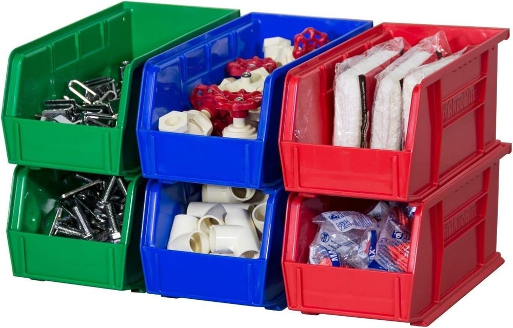 AkroBins 30230 Plastic Storage Bins 12-Pack Stackable Organizer Blue