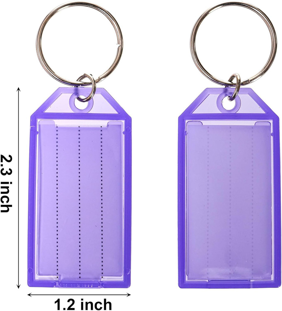 200 Pcs Plastic Key Tags, Key Label Window with Split Ring and Ruled Blank Label