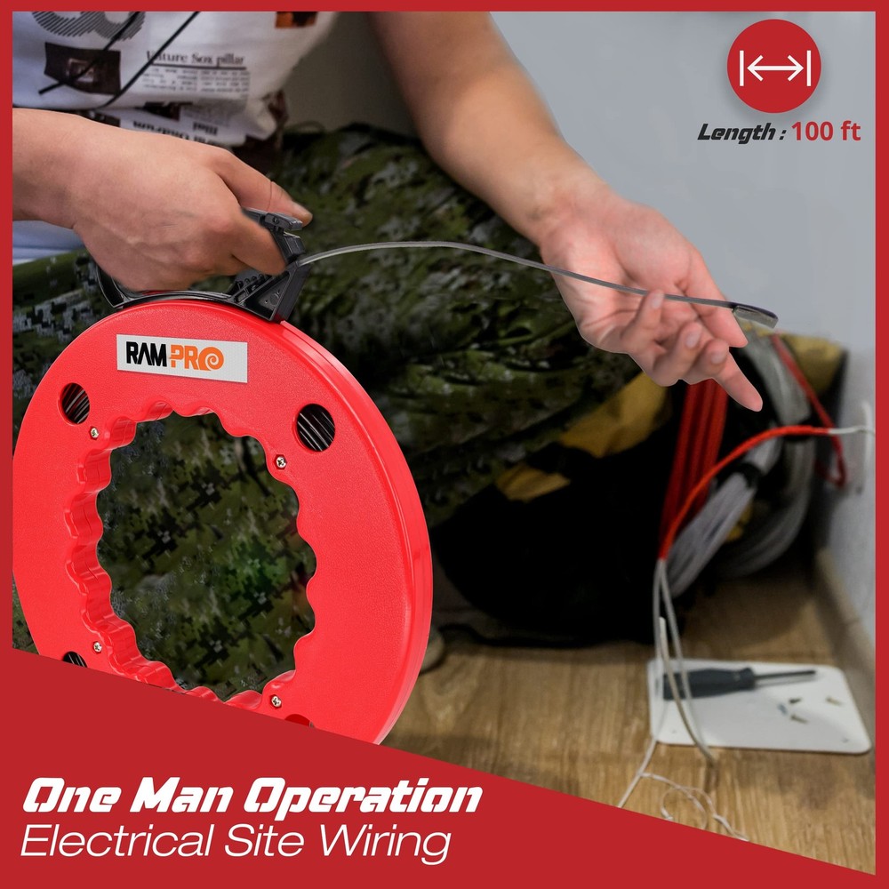 Fish Tape Wire Puller 100ft - Easy to use Cable Tool 100 ft, 100 Ft