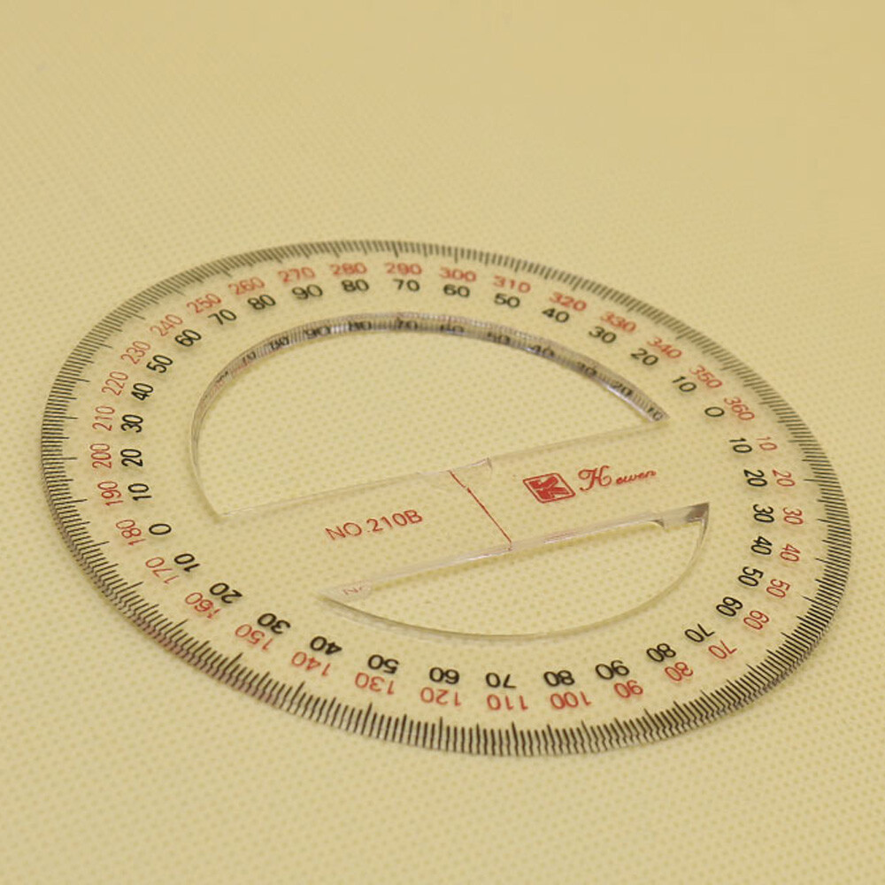 CIRCULAR PROTRACTOR 360 DEGREE 10 15CM TRANSPARENT PLASTIC