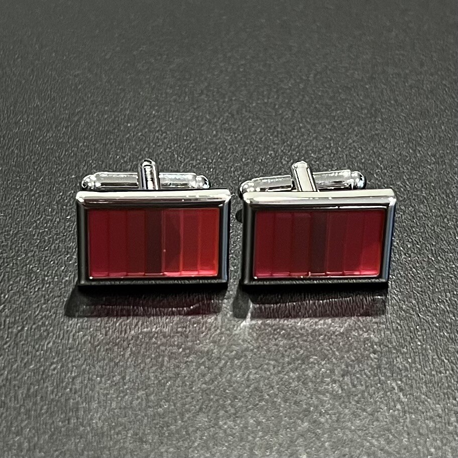 Translucent Pink Rectangular Cufflinks For Men Birthday Wedding Gift In Box