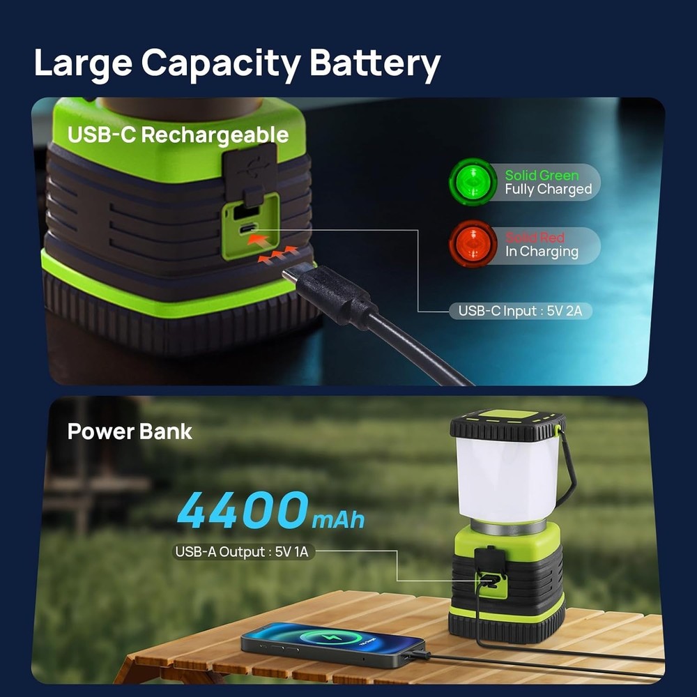 Compact Rechargeable Lanterns with USB-C & Adjustable Light Modes for Outdoors