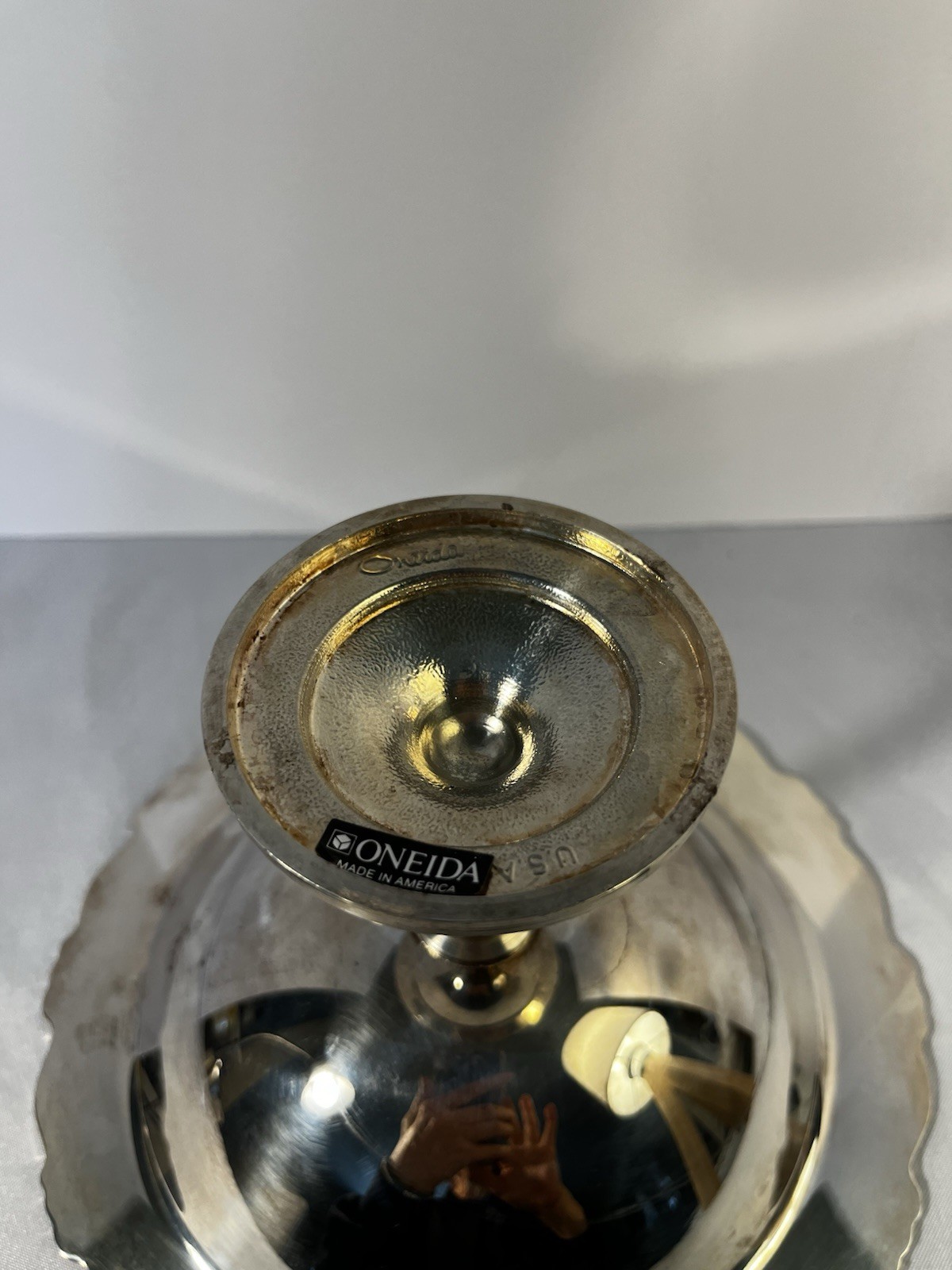 VTG Oneida Silver Plate Compote Pedestal Bowl Candy Dish 7.75 x 4.5 Inches USA