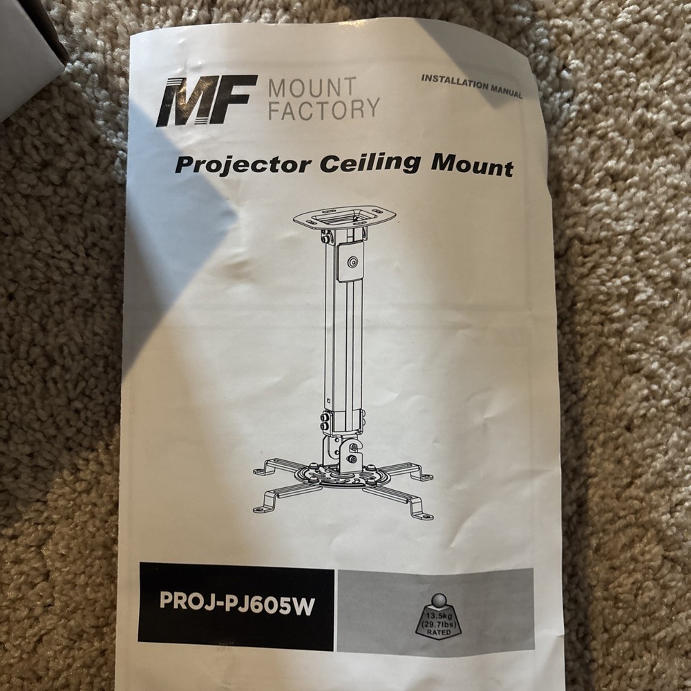 VIVO Universal Extended Ceiling Projector Mount | Height Adjustable (White)