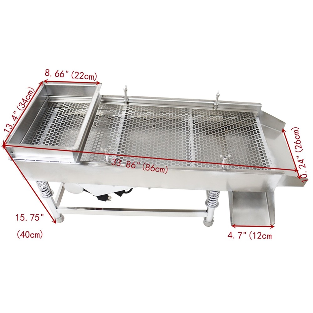 110V Stainless Linear Vibrating Screen w/Single Layer 10mm Screen Sieve Machine