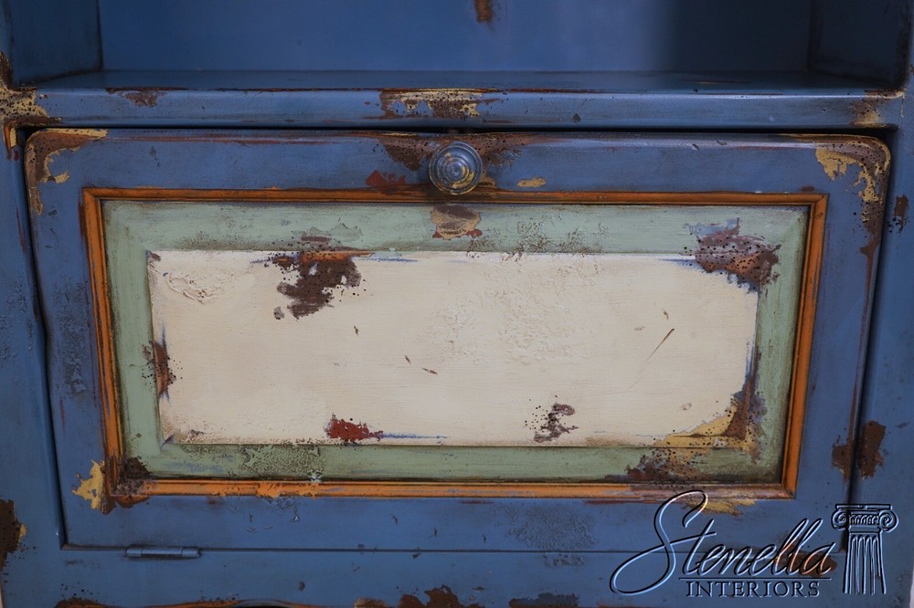 LF63660EC: Distressed Painted Finish Bookcase Desk Cabinet