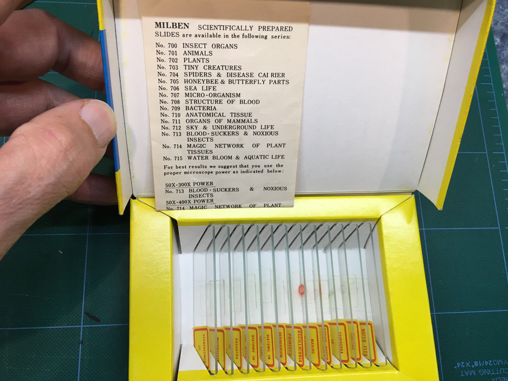 ATCO Microscope Model 1377 W/Original Box & 24 Pre-made Slides! READ BELOW!