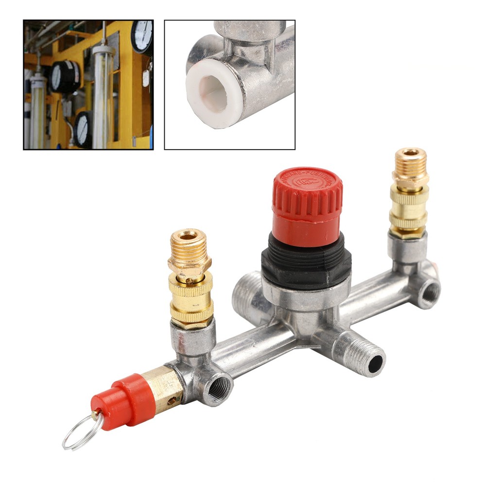 Air Compressor Pressure Valve Switch Control Manifold Regulator Gauges Tool'