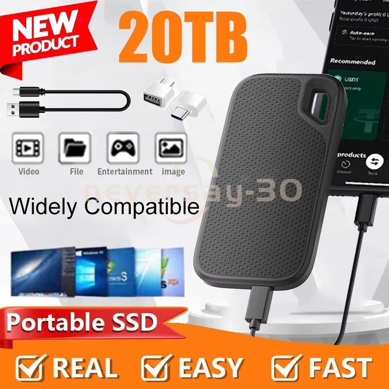 SSD 20TB Portable Hard Drive High-speed Solid State USB3.1 Typec Mass Storage US