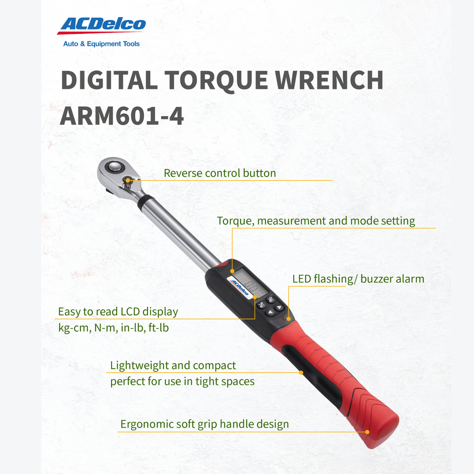 ACDelco ARM601-4 1/2" (14.8 to 147.5 ft-lbs.) Heavy Duty Digital Torque Wrench