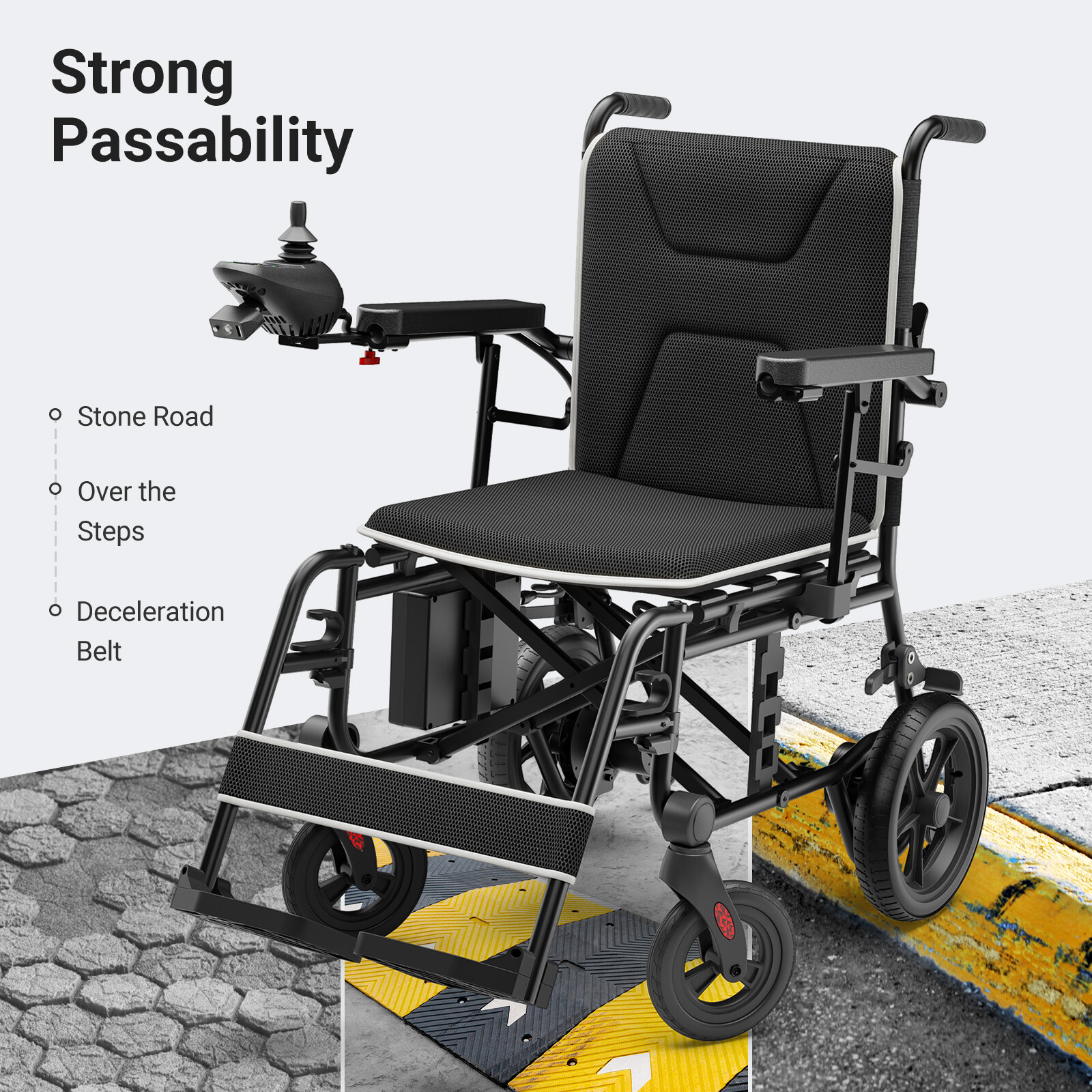 34.3lbs Ultra-Lightweight Electric Wheelchair 300lbs Capacity Foldable for Adult