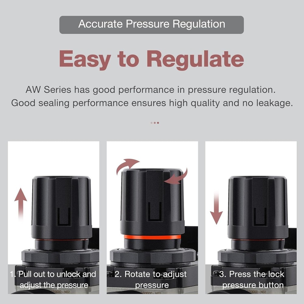 High-Performance Air Filter Regulator with Semi-Auto Drain and Mounting Bracket