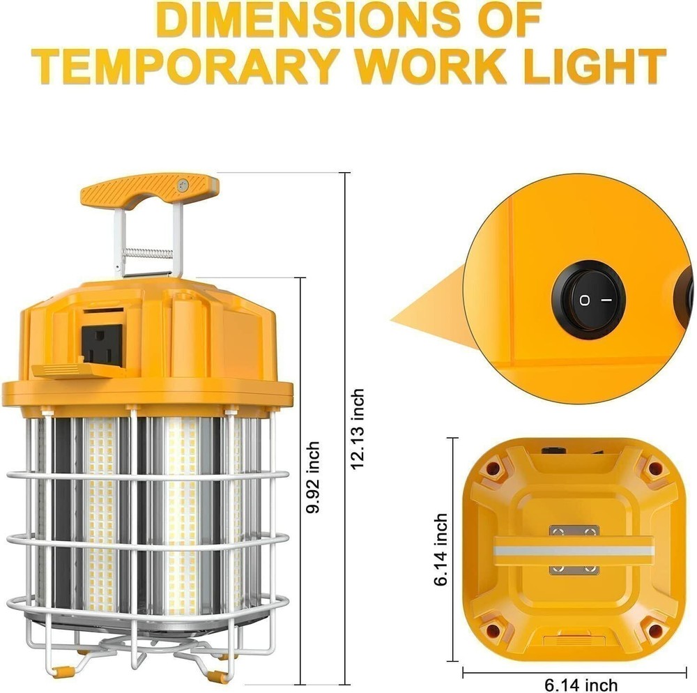 150W LED Temporary Work Light Construction Portable High Bay Light 5000K