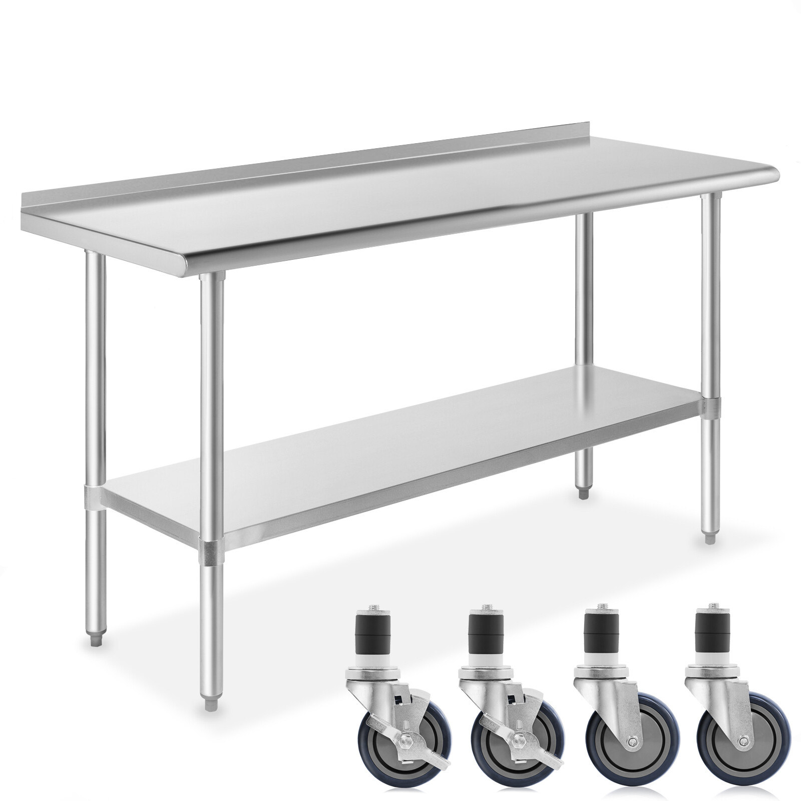 Stainless Steel 24" x 60" NSF Kitchen Restaurant Prep Table w Backsplash Casters