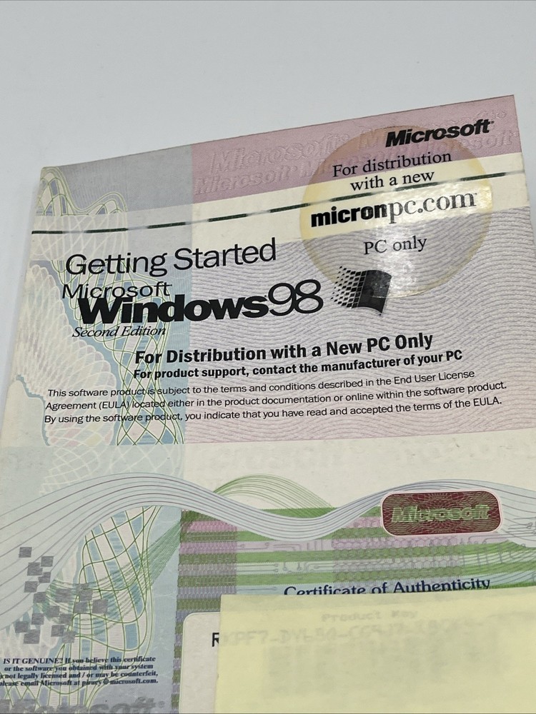 Vintage Microsoft Windows 98 Getting Started PC Book Manual Booklet For Micronpc