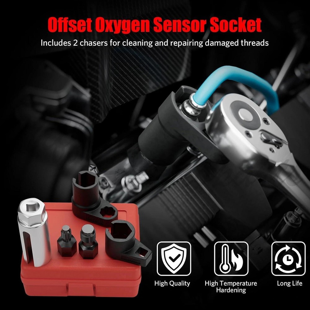 5Pcs Oxygen Sensor Socket Vacuum Wrench O2 M12 M18 Tool Renew Thread Chaser Set