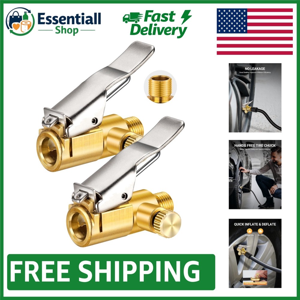 Efficient 2-Pack Locking Tire Air Chuck Set - Quick Release Brass Valve Adapter