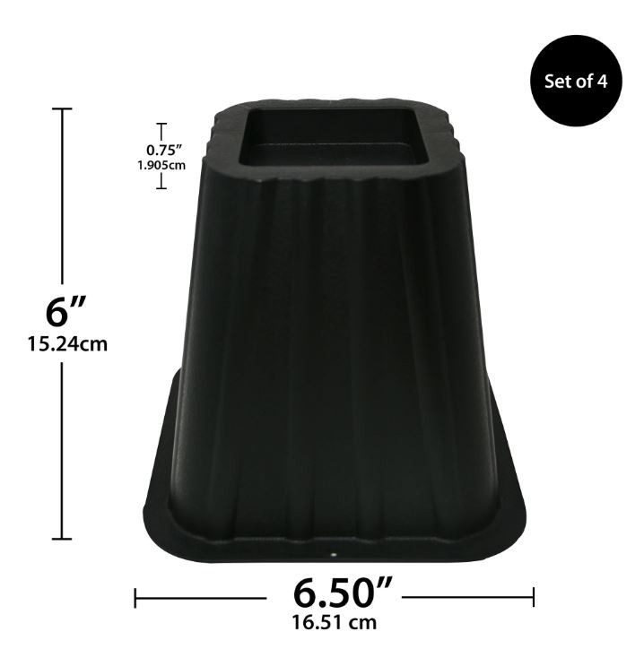 4 Pack, Black Bed Risers, Raise Your Bed to Create Storage Space,NEW