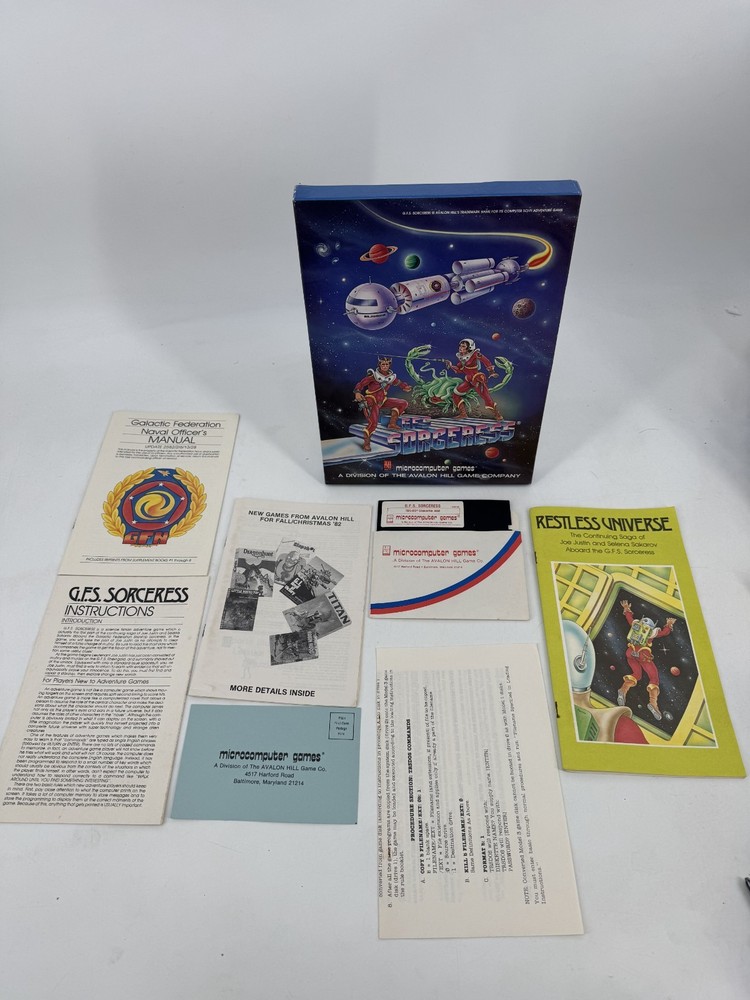 1982 Avalon Hill GFS Sorceress Space Simulation Atari 800 Disk Complete