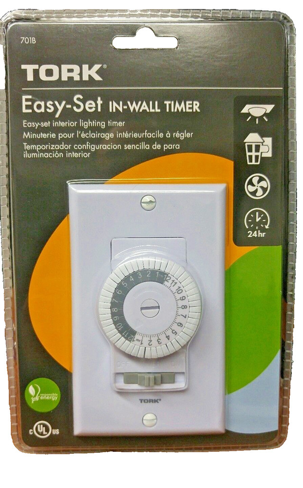 🔴Tork 701B Electromechanical Time Switch Easy Set In Wall Timer 20A 24Hr‼️