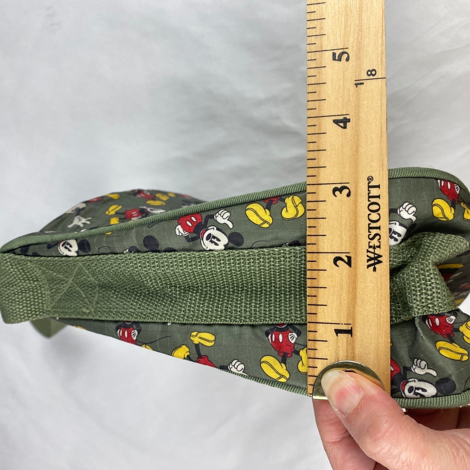 Disney Mickey Mouse All Over Print Shoulder Bag Green Nylon Canvas