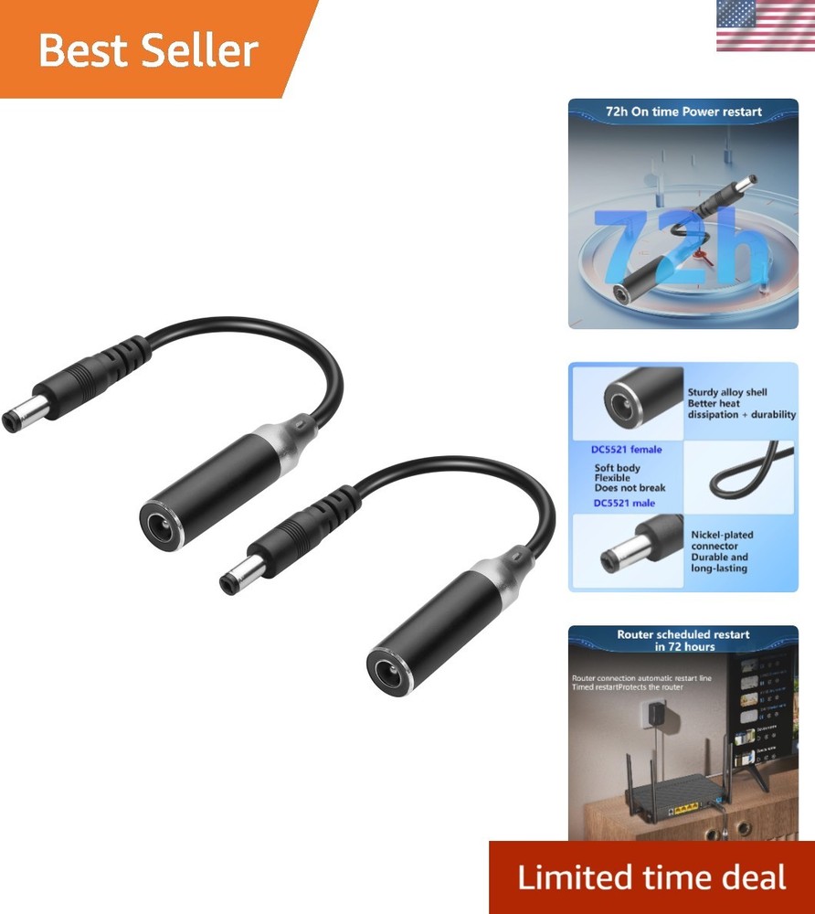 Automatic 72-Hour Reboot DC Cable for Routers – 2PCS Bundle of Reliability