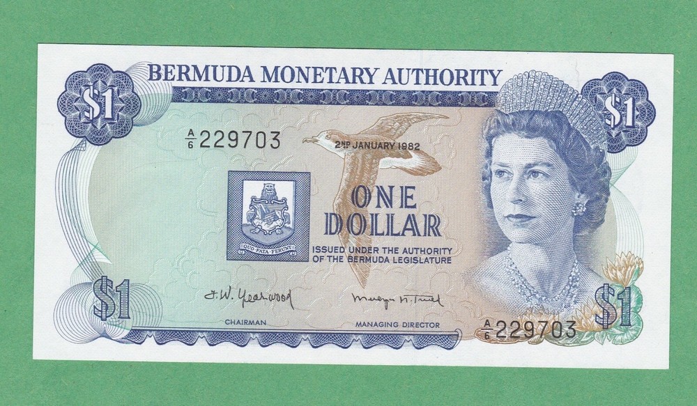 Bermuda 1 Dollar Note P-28b   2 January 1982   UNCIRCULATED
